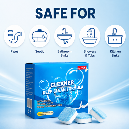 💥Drain Cleaning Tablets 12 Pack For Sinks, Showers & Washing Machines