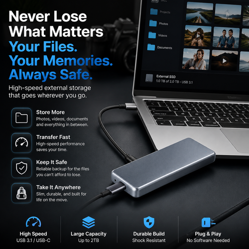 🔥🔥🔥🔥 LAST DAY 50% OFF-Portable External SSD – Protect Your Photos, Videos & Important Files