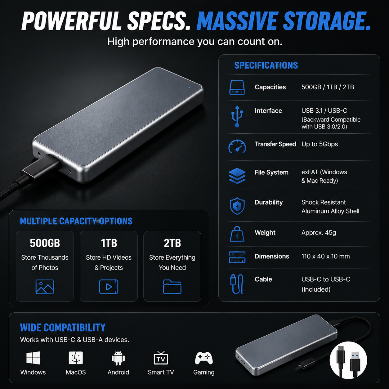 🔥🔥🔥🔥 LAST DAY 50% OFF-Portable External SSD – Protect Your Photos, Videos & Important Files