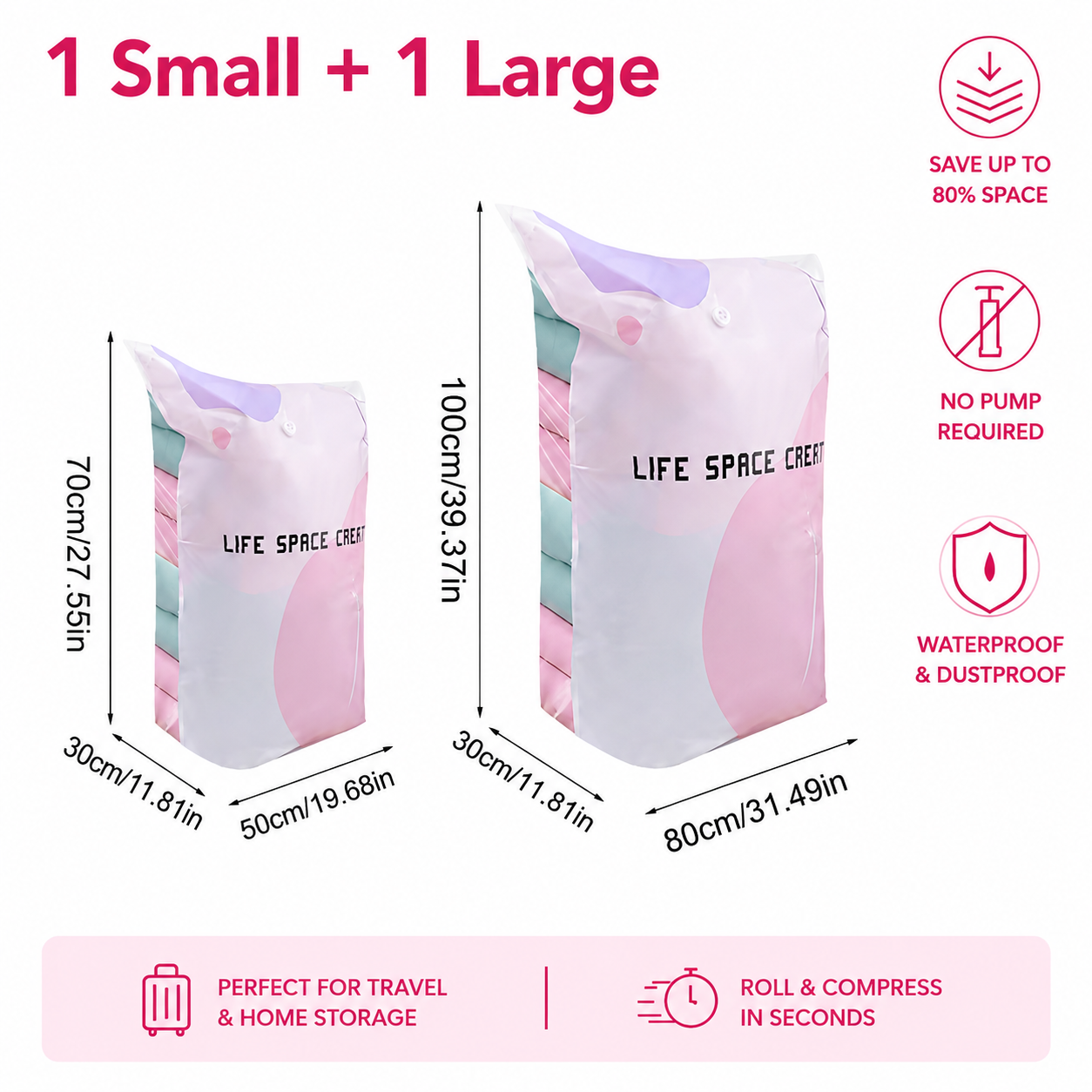 🛩️Last day promotion/ 📦 Large-Capacity Vacuum Bags – No Pump Needed! 💨✨