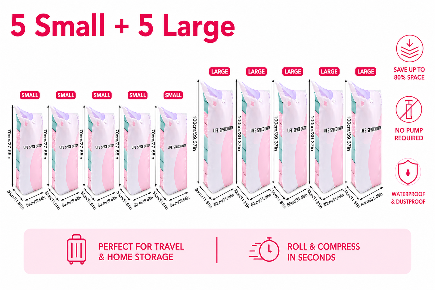🛩️Last day promotion/ 📦 Large-Capacity Vacuum Bags – No Pump Needed! 💨✨