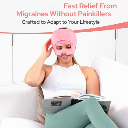 Upgrade💫 Migraine Relief Cap  - Built-in Slide-up Eye Mask -  360° Compression Hangover Hat with Cooling Gel for Tension and Stress