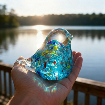 Hand Blown Glass Bird Ornament – Elegant Handmade Home Decor