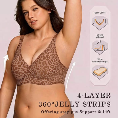 💝LAST DAY SALE 49% OFF💝Super Firming Leopard Print Jelly Bra | Women Wirefree Bras 👍No More Sagging Breasts