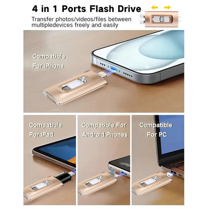 Portable 4-in-1 High Speed Flash Drive, High SpeedUSB 3.0 Memory Storage