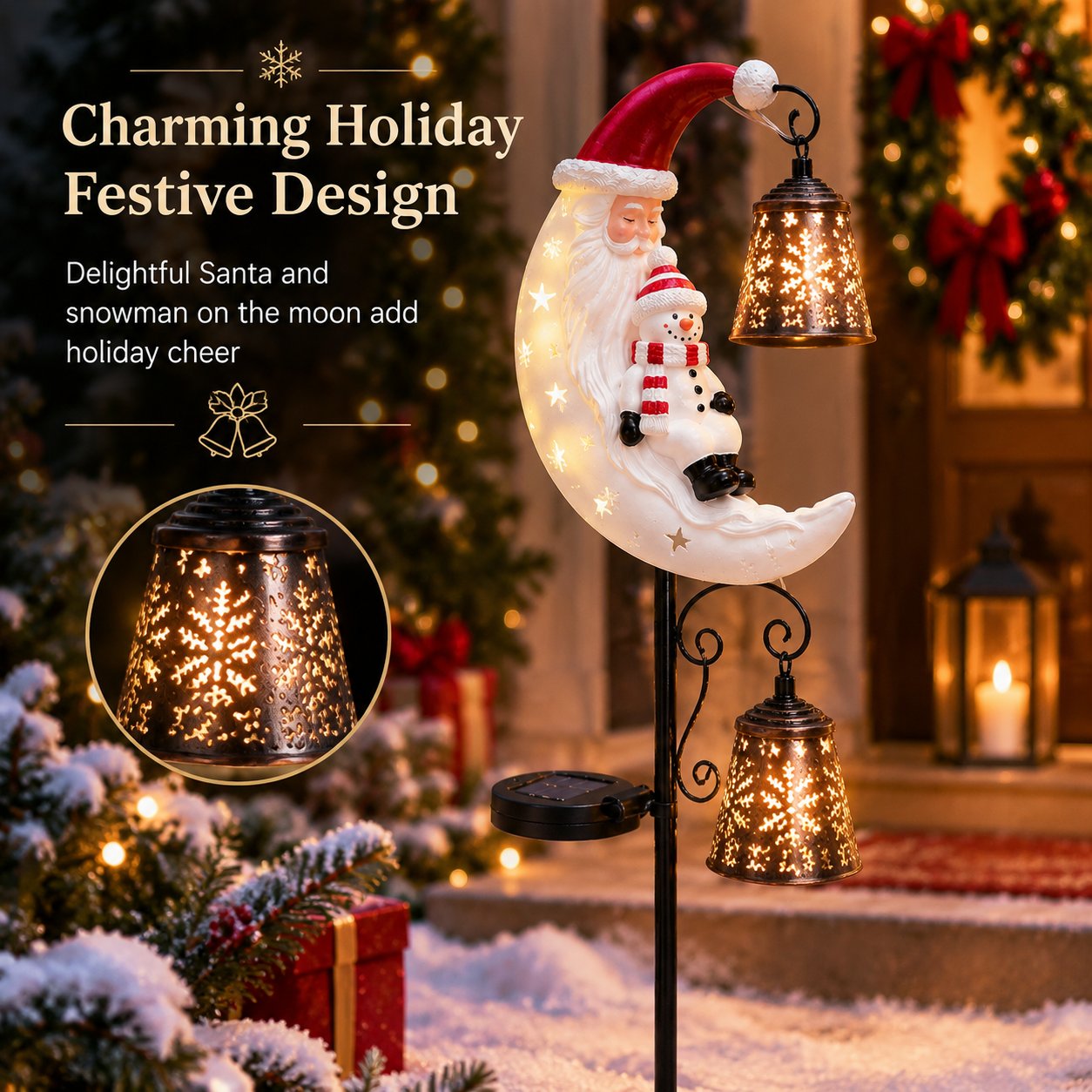 🔥Last Day 48% OFF🔔 Santa Snowman Moon Solar Garden Stake Light