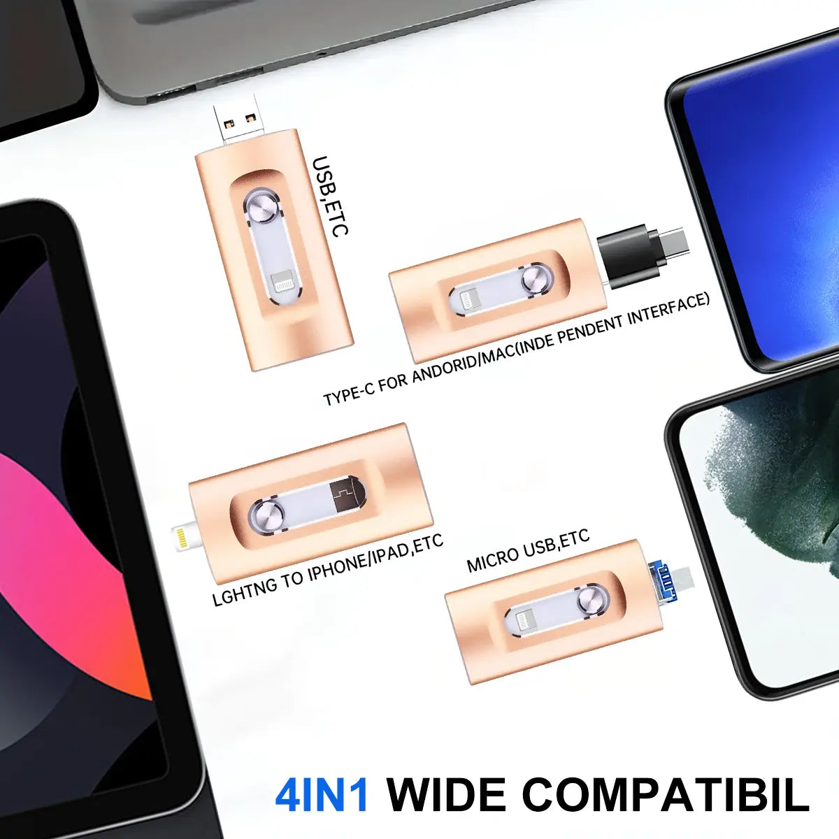 Portable 4-in-1 High Speed Flash Drive, High SpeedUSB 3.0 Memory Storage