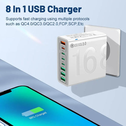 💎 50% OFF! 💎8-Port Smart USB-C & USB-A Fast Charging Hub for Phones & Tablets