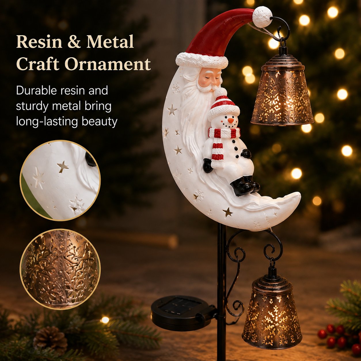 🔥Last Day 48% OFF🔔 Santa Snowman Moon Solar Garden Stake Light