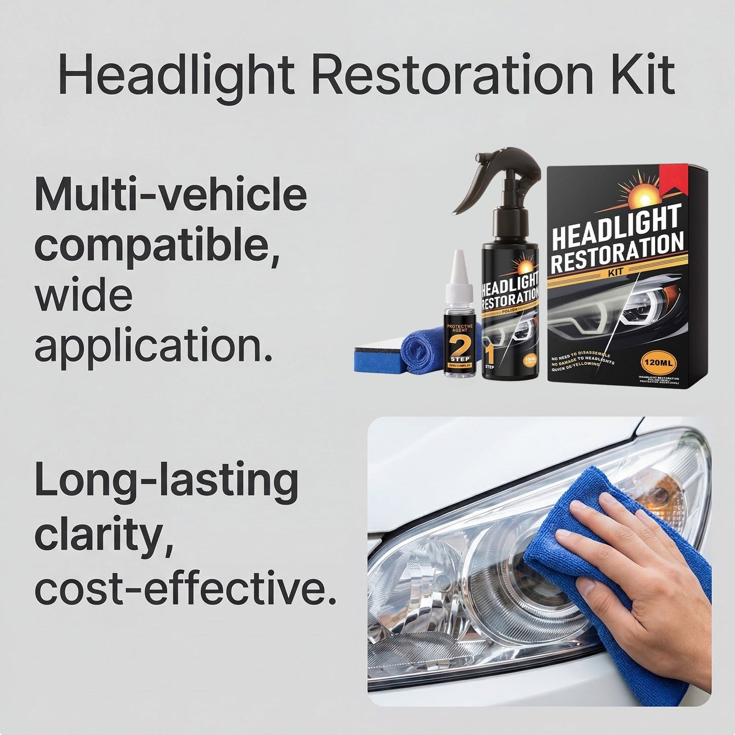 🔥Last Day 49% OFF - Car Headlight Restoration Kit